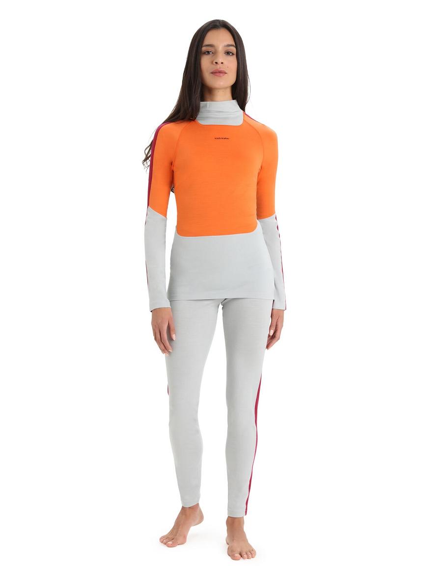 Base Layers Icebreaker Merino 200 Sonebula Long Sleeve High Neck Thermal Top Damskie Pomarańczowe Szare | PL 1091JPQJ